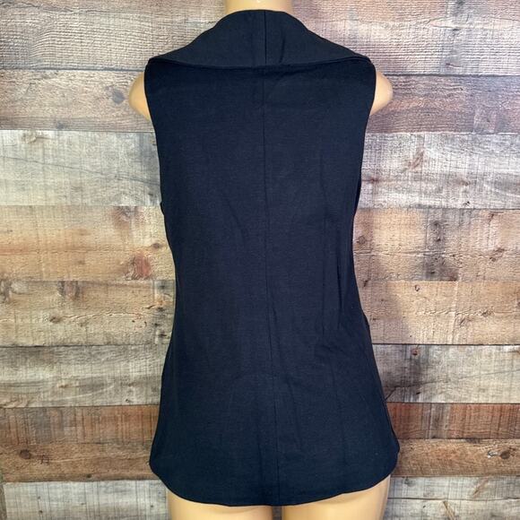 Anthropologie Luii Black Cascading Ruffle Front Vest Size Large - Picture 7 of 9